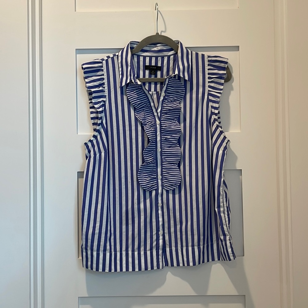 J. crew striped ruffle top